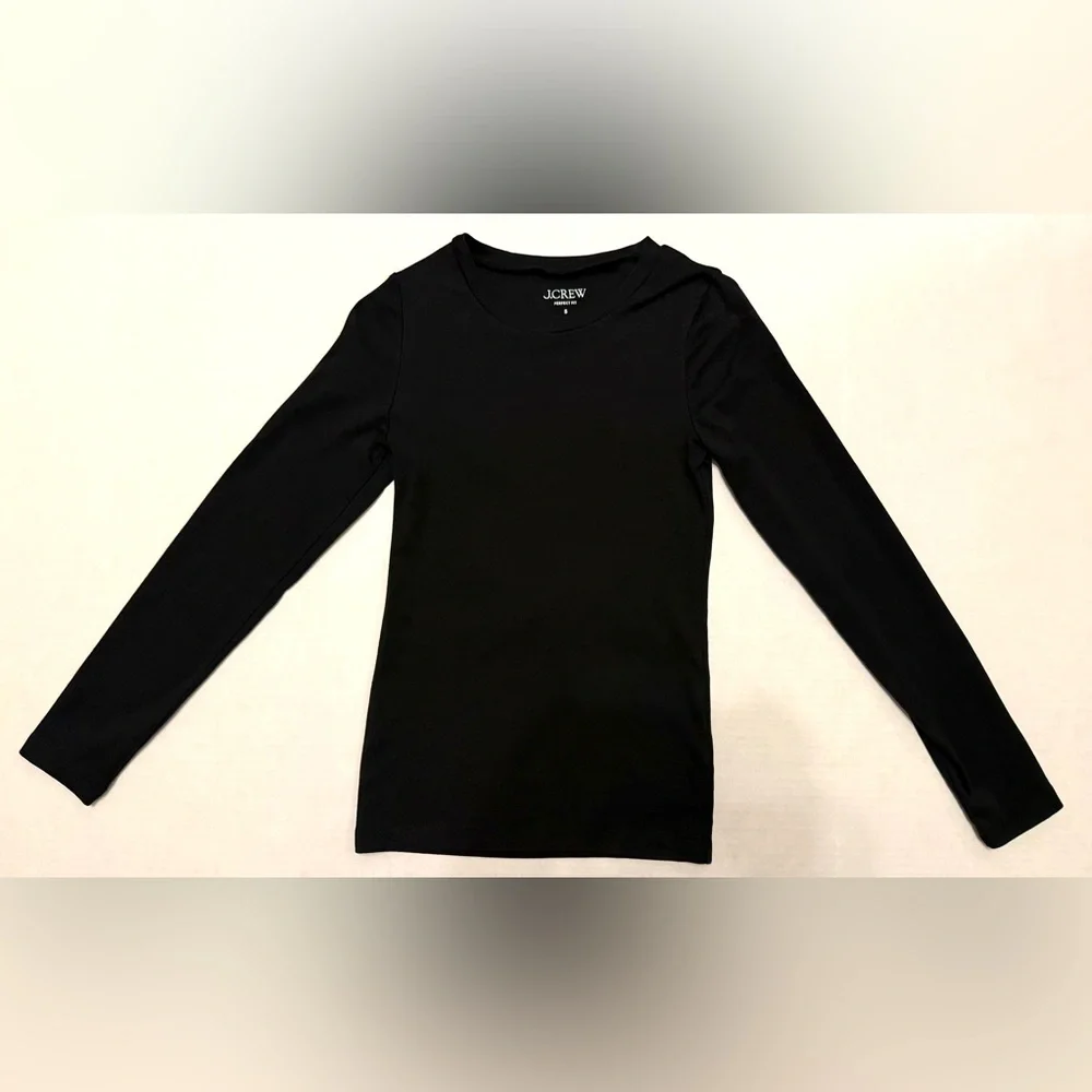 J. Crew Perfect Fit Long Sleeve Crewneck T-Shirt Black Size S BL112